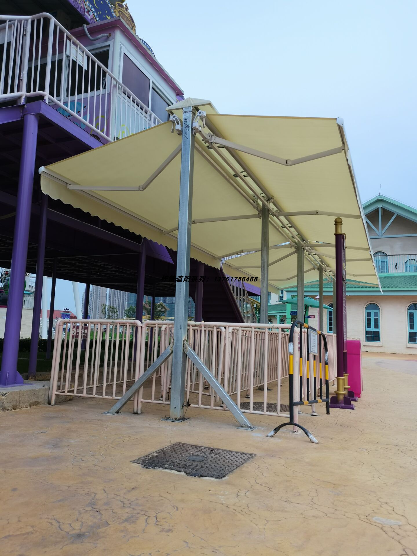 上海双开伸缩雨棚户外双面遮阳雨篷庭院露台雨棚