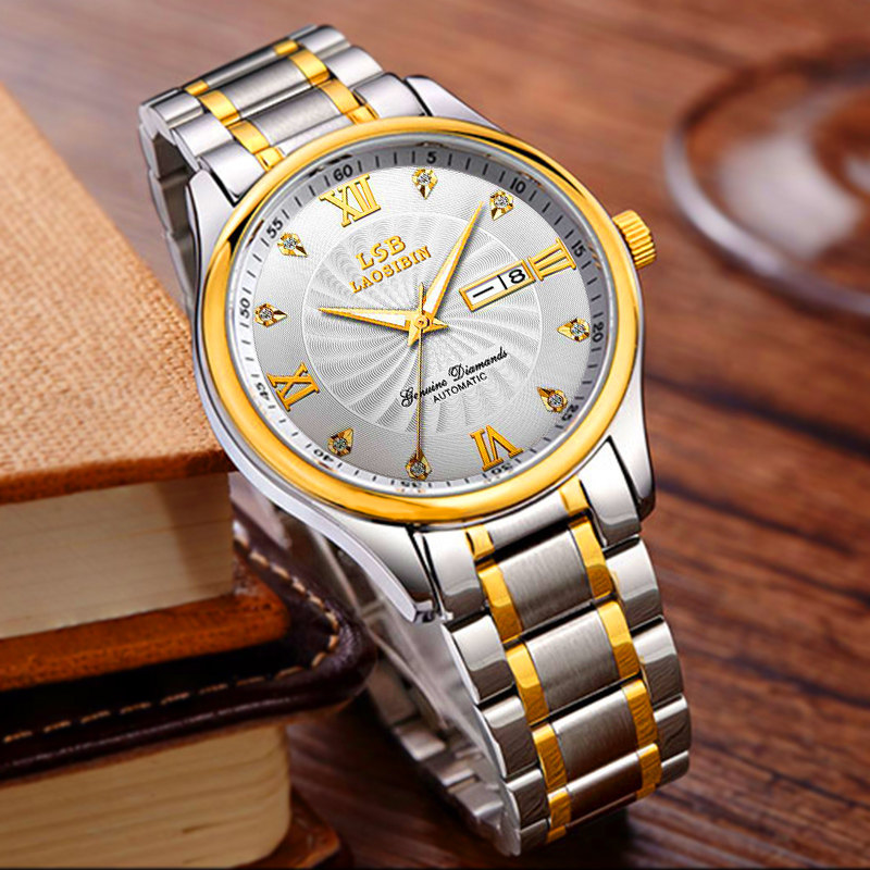 瑞士laosibin劳斯宾正品土豪金商务机械手表全自动石英