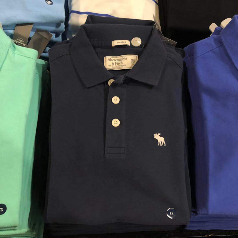 美中购物车Abercrombie&Fitch男夏季休闲短袖POLO衫翻领T恤微弹