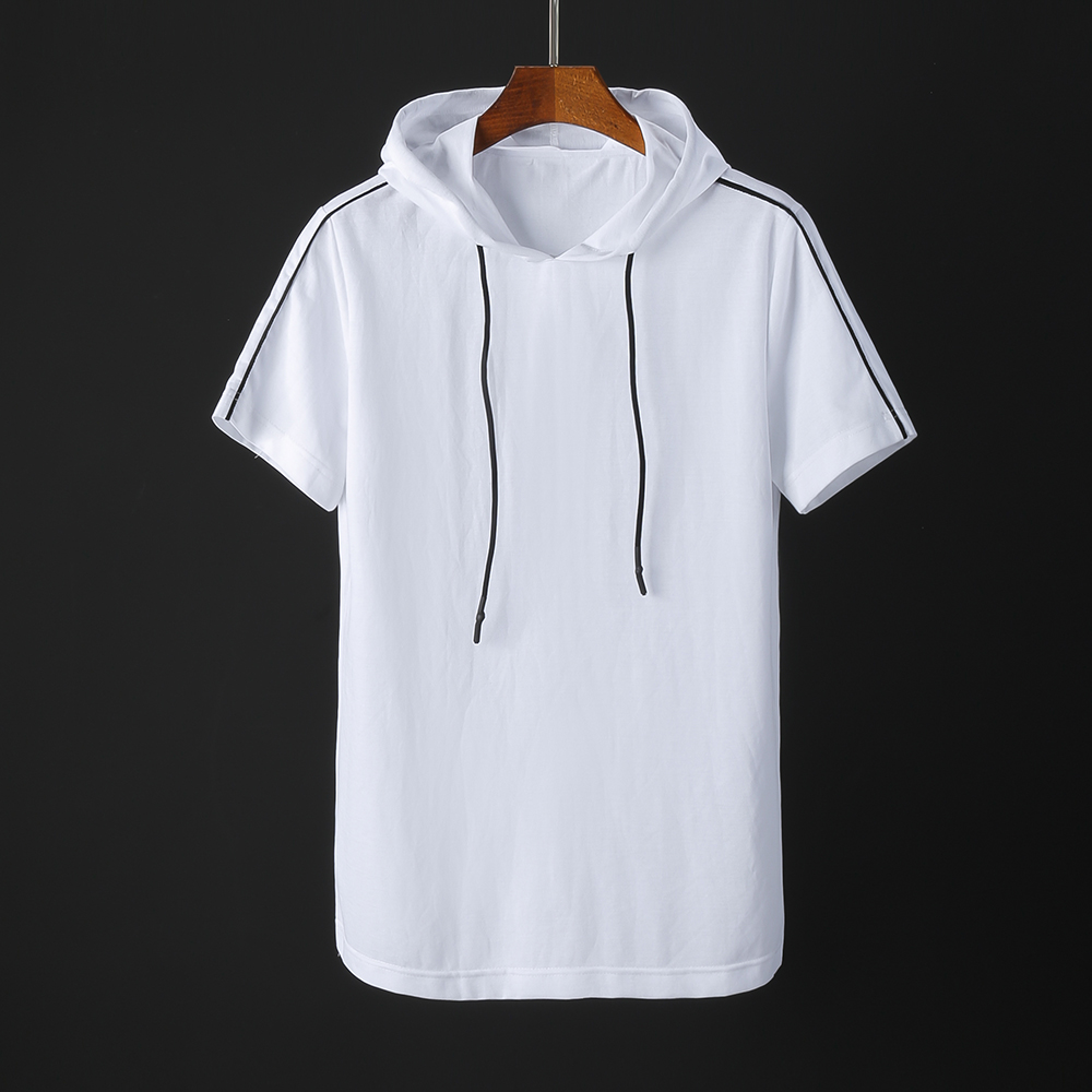 卫衣男套头连帽短袖夏季宽松大码纯色半袖t恤男生潮流卫衣外套薄