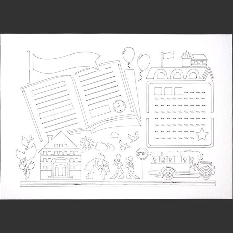 交通安全手抄报模板神器套装半成品万能小学生百搭镂空模板尺8k