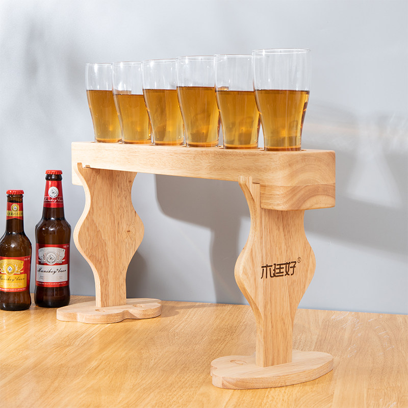 精酿啤酒杯木托品鉴试饮杯托盘木制杯垫酒吧威士忌盘