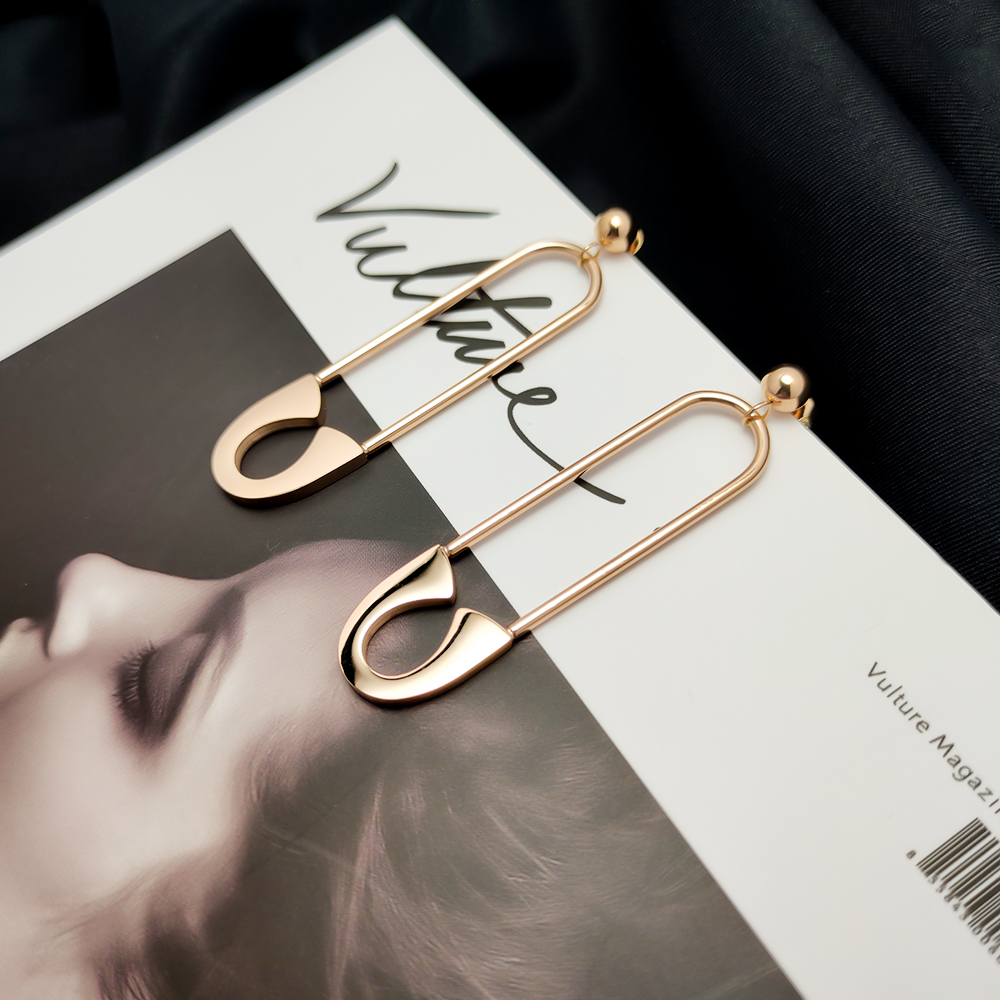 回形针耳环复古港风新款钛钢18k欧美风耳饰个性耳环