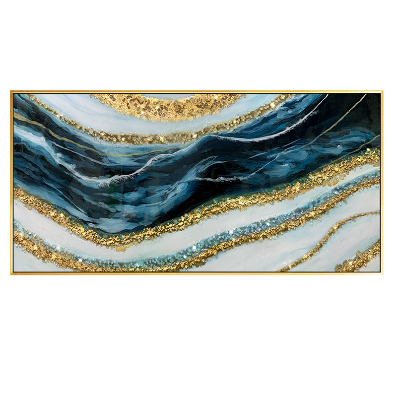 客厅轻奢装饰画金箔手绘油画现代简约抽象水晶沙发油画