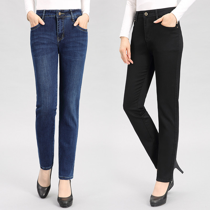 中年女人nv休闲裤秋冬季40岁女裤牛仔裤小脚弹力中老年女装
