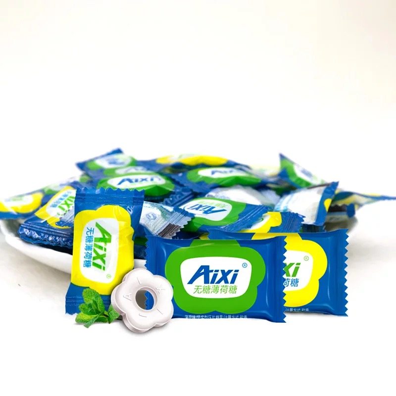 aixi无糖薄荷糖招待糖润喉糖果酒店商务银行清凉糖糖果散装500g