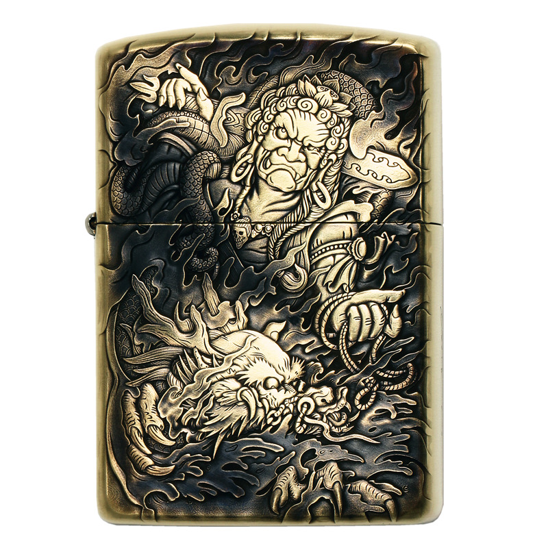 正品zippo芝宝防风打火机纯铜盔甲鬼王雕刻不动zippo