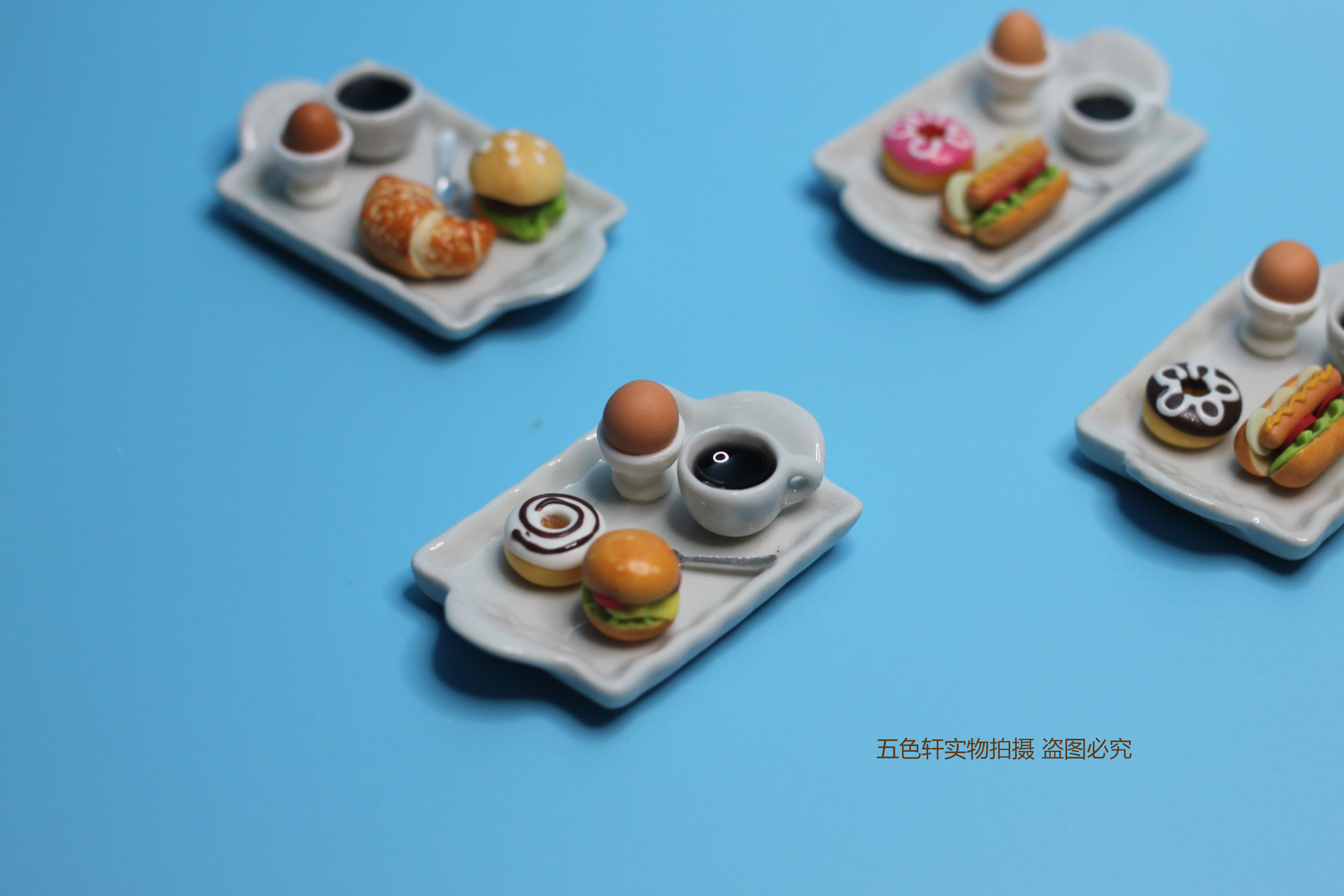 dollhouse娃娃屋卡通玩具模型微缩食玩迷你汉堡咖啡摆件