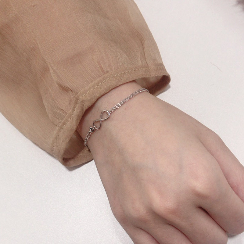 infinite无限手链女韩版简约双层爱心蝴蝶结手饰个性手链