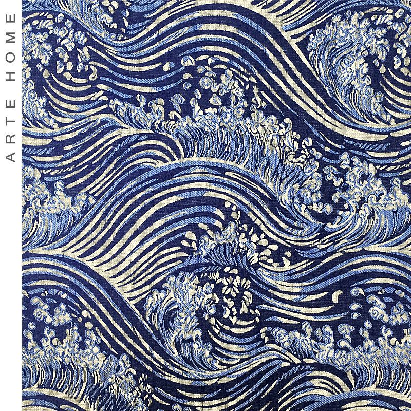 新中式设计师包抱靠垫肌理海浪蓝色藏蓝软装家居靠垫