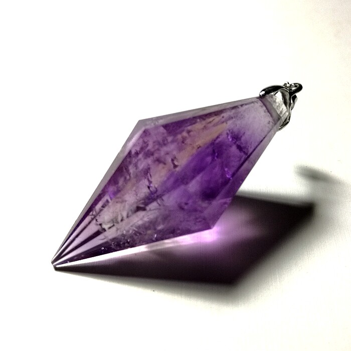 特价天然紫水晶双尖灵摆挂坠紫黄晶男女款项坠颈饰