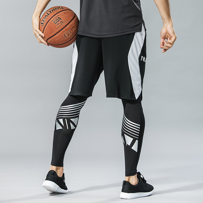 运动紧身男长裤五分裤俩件套篮球裤跑步健身训练压缩速干打底高弹