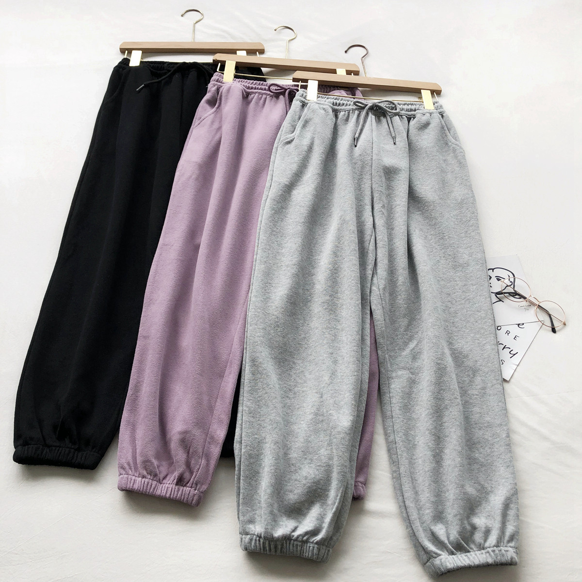 呢绒休闲收口灯笼裤女潮2020秋季大码百搭显瘦休闲裤