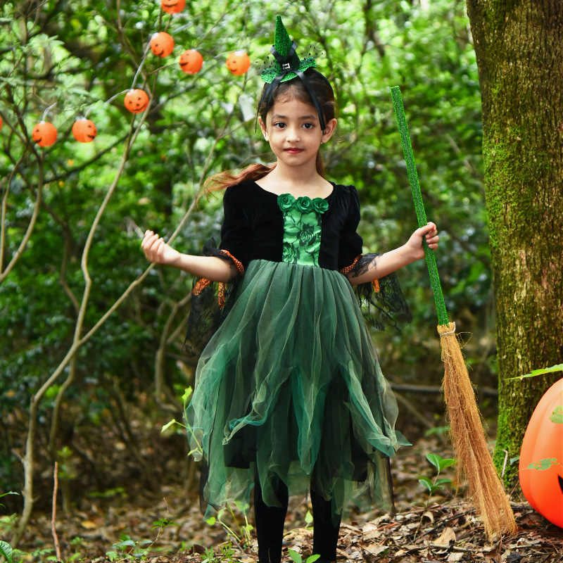 万圣节儿童服装女童cosplay表演服饰巫婆装扮女孩舞台服饰
