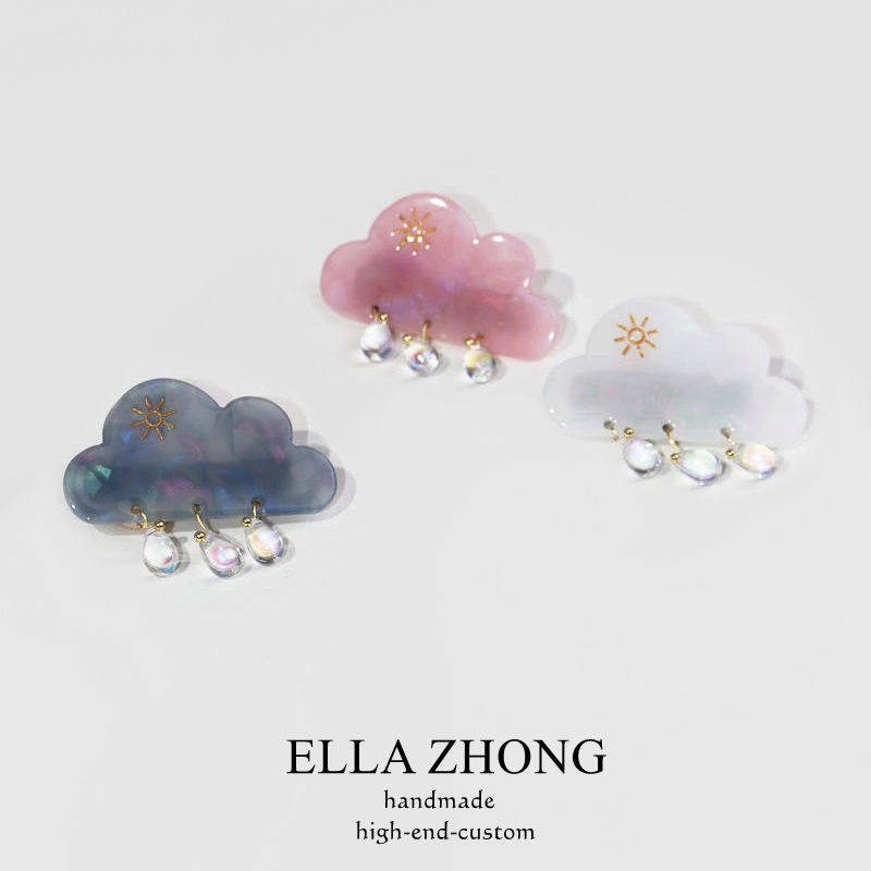 云雨发饰发卡清新日系韩国头饰雨滴心情彩虹雨发饰