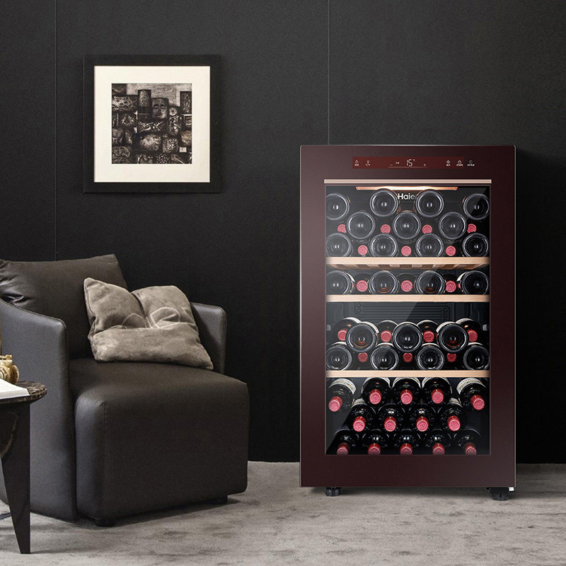 酒柜海尔家用恒温恒湿红酒葡萄酒冷藏酒窖一级118升酒柜