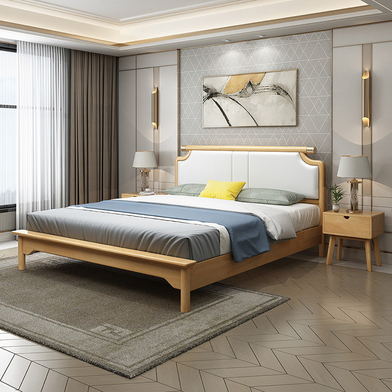 北欧欧风轻奢15m实木大床18米双人床现代简约原木实木床