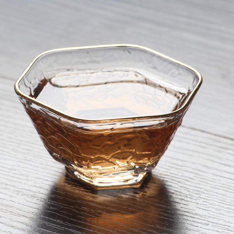 日式锤纹玻璃小杯茶杯单杯茶碗品茗杯主人耐热杯功夫茶具配件茶杯