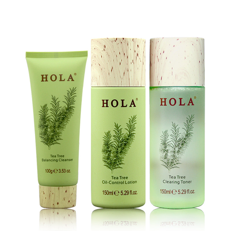 澳洲hola赫拉茶树植物调理控油护肤品洗面奶水乳套装三件套收毛孔