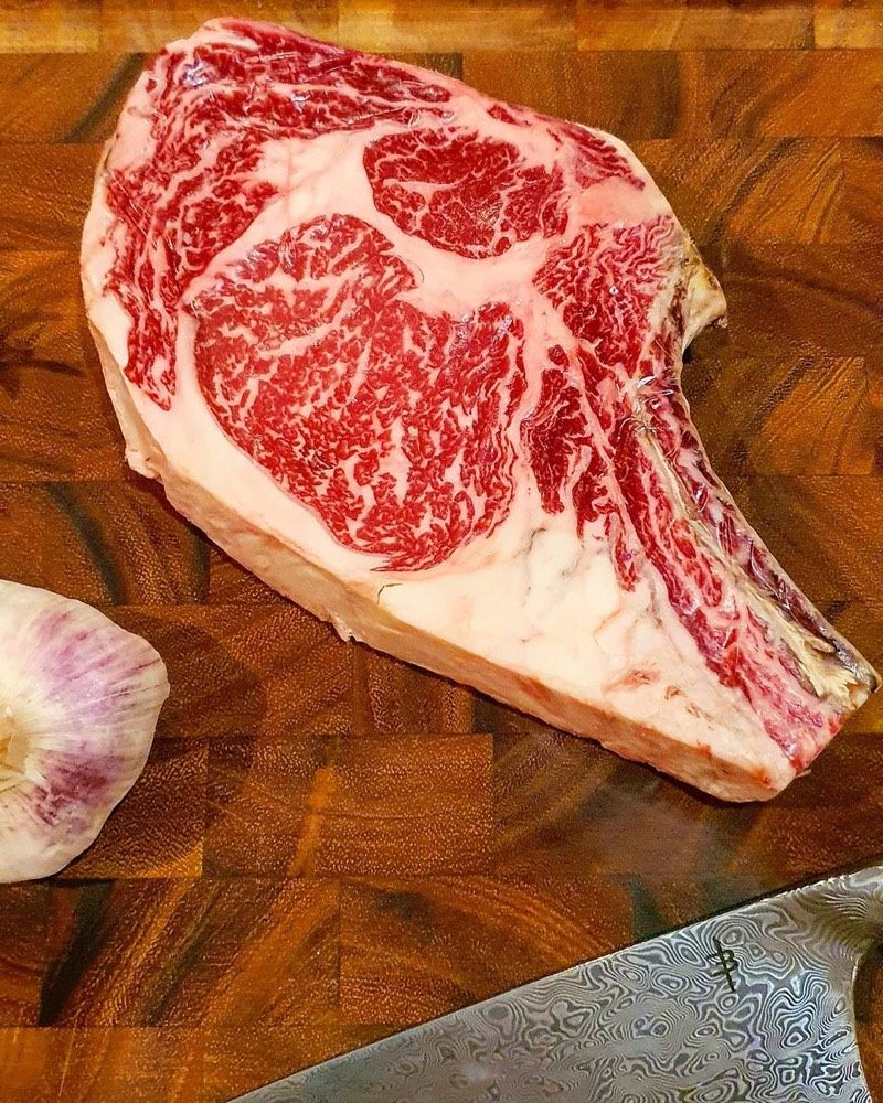 澳洲正关紫金金标jdm3 带骨肉眼短柄战斧牛排