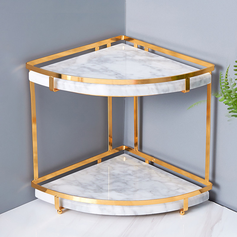 角架浴室卫生间置物架洗手墙角扇形大理石化妆品收纳浴室角架