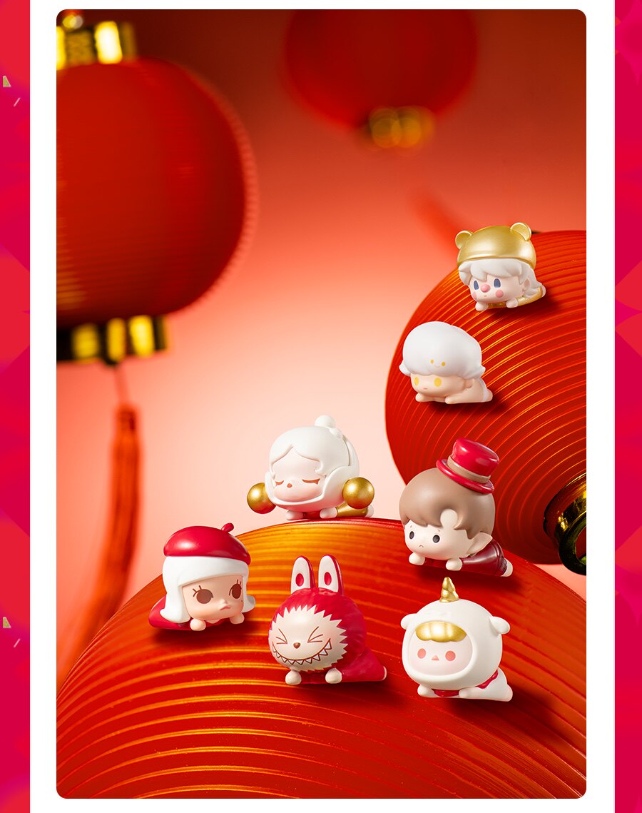 popbean泡泡萌粒限定新春趴姿公仔泡泡玛特popmart潮玩盲盒