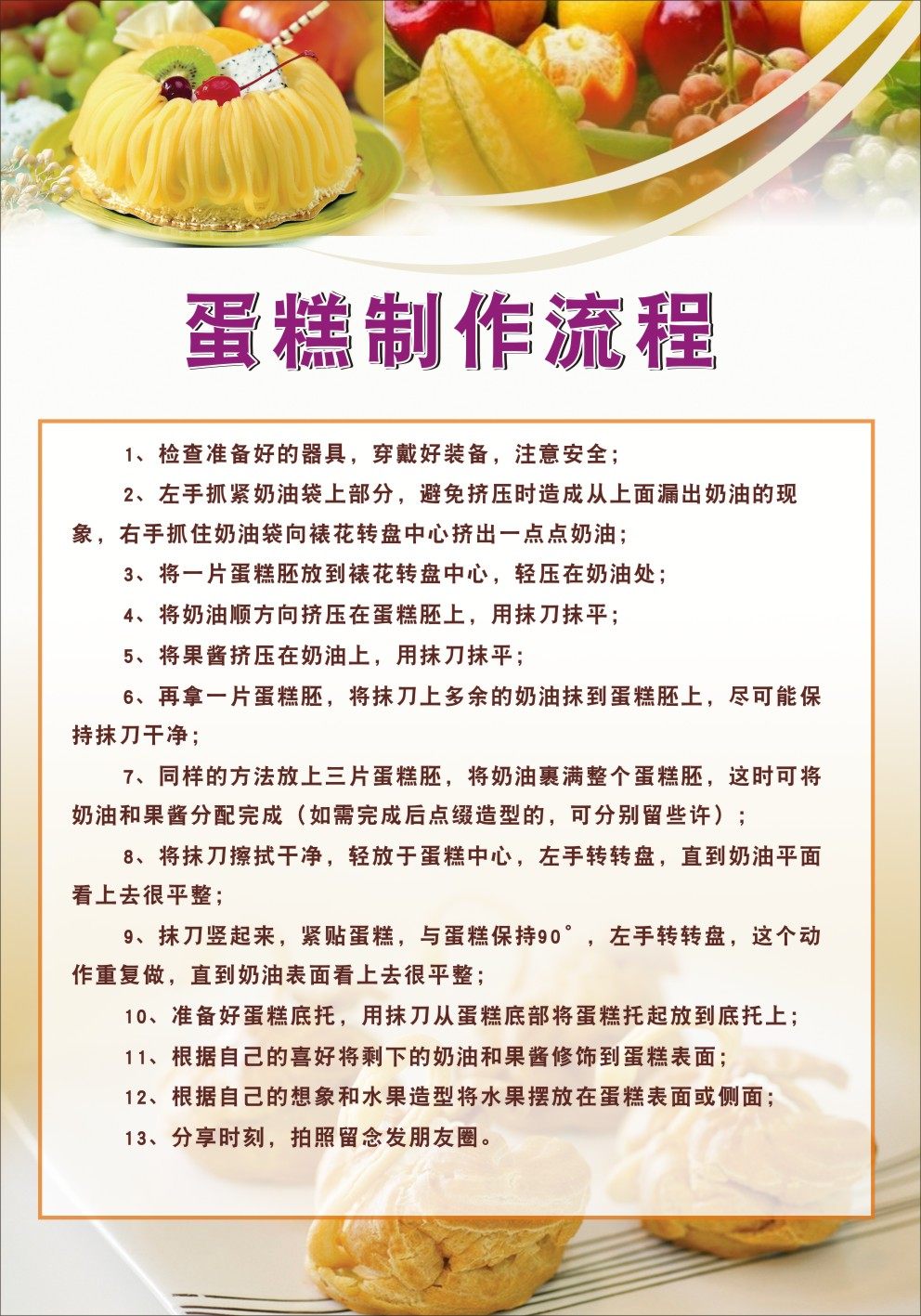 蛋糕面包制作流程管理制度海报印制展板写真摆件摆件