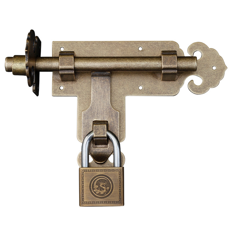 门锁中式仿古大门门插销铜门门栓锁扣搭扣门插明插销