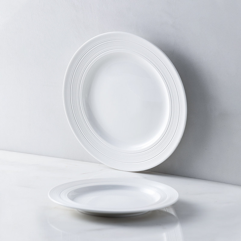 朵颐云图白底平盘家用浅盘盘子陶瓷简约牛排盘