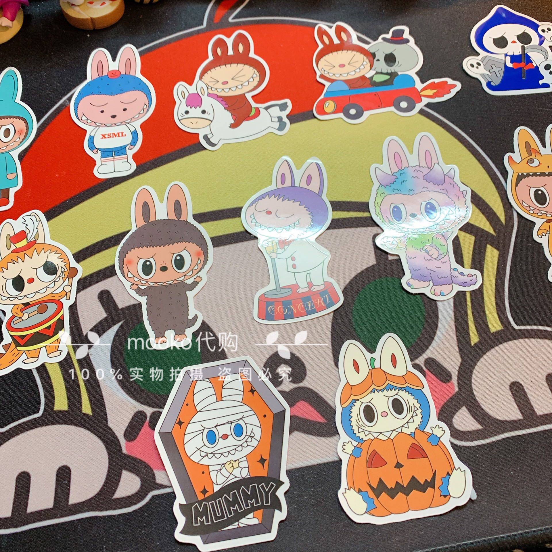 泡泡玛特labubu拉布万圣节歌唱家仔小雀斑贴纸盲盒周边潮玩盲盒