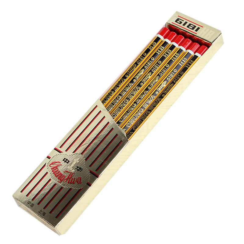 铅笔中华华牌6181抽条沾头hb上海学生铅笔