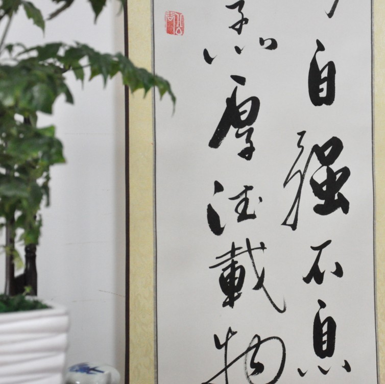 天行健地势坤浩贤堂行书条幅四尺对开书法作品手写礼品