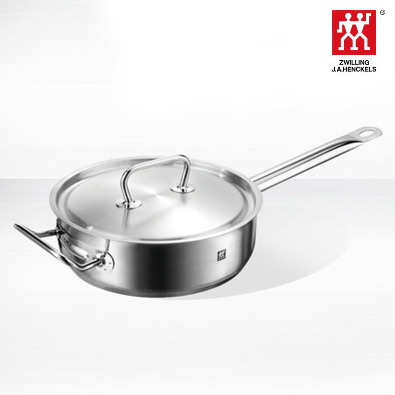 德国双立人 锅具正品24cm煎炒锅平底煎锅厨房不锈钢锅具少油烟