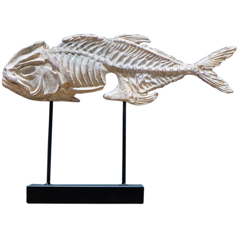 复古仿真化石树脂鱼骨模型艺术摆件橱窗书房摆件