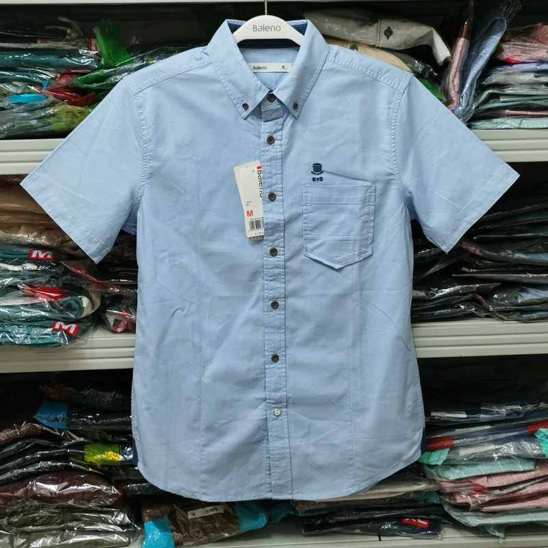 Baleno班尼路短袖衬衫男时尚纯棉修身牛津纺休闲短袖衬衫88504018