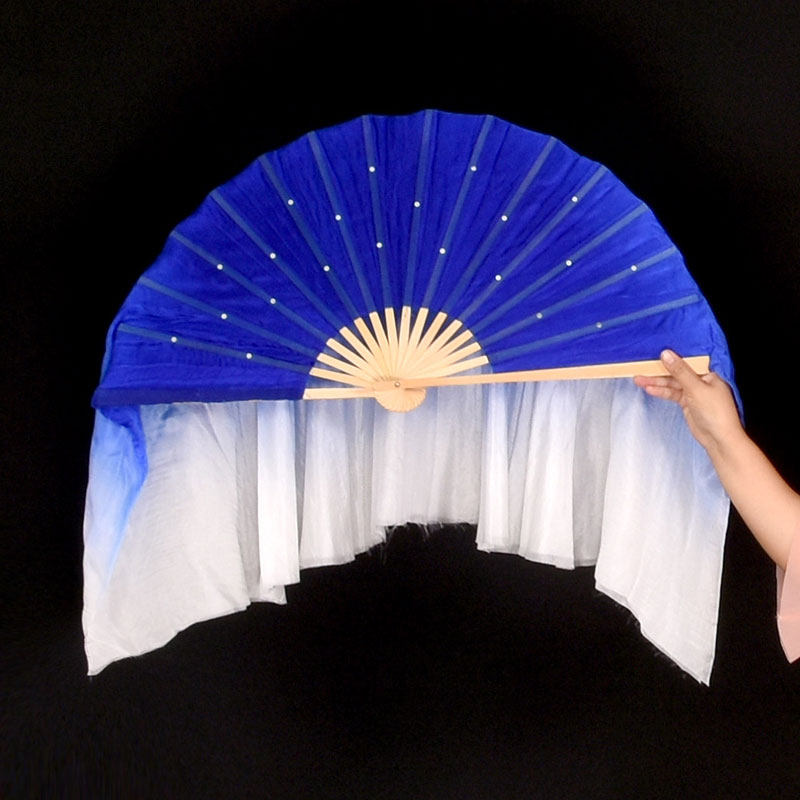 真丝蓝色定制绸扇儿童国风中国宝蓝扇子双面古典舞配饰