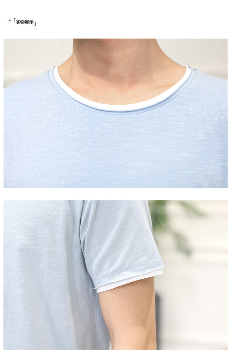 圆领衣服半截夏季体恤修身半袖恤男衫潮打底t恤