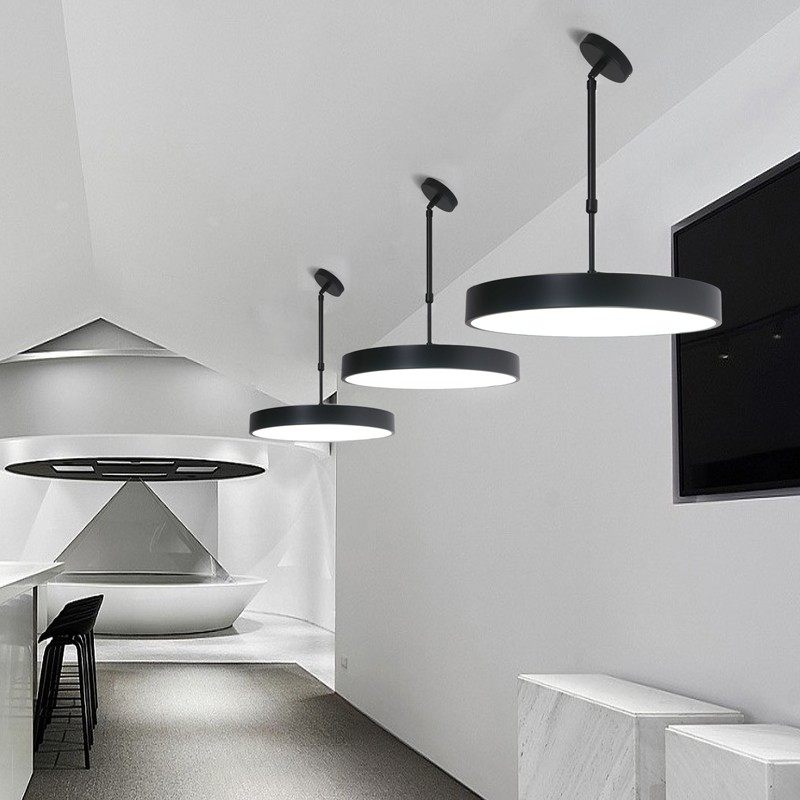 现代简约斜顶圆形吊灯客厅餐厅复式阁楼商用店铺loft