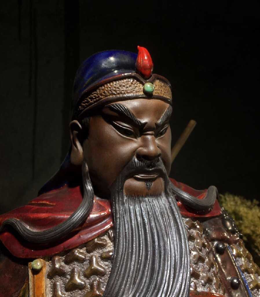 石湾窑陶制人物造像手工陶瓷器关公客厅玄关文房茶道