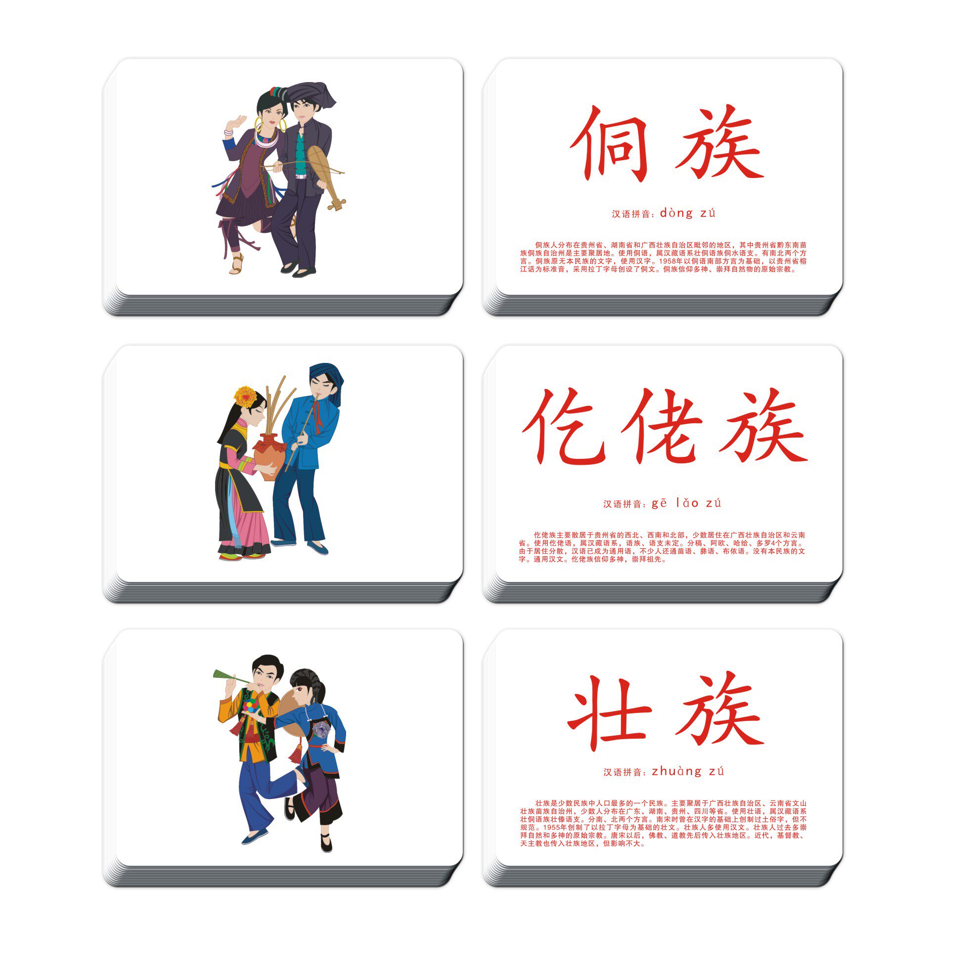 儿童杜曼百科卡中华民族闪卡幼儿童右脑开发早教认知看图识字大卡