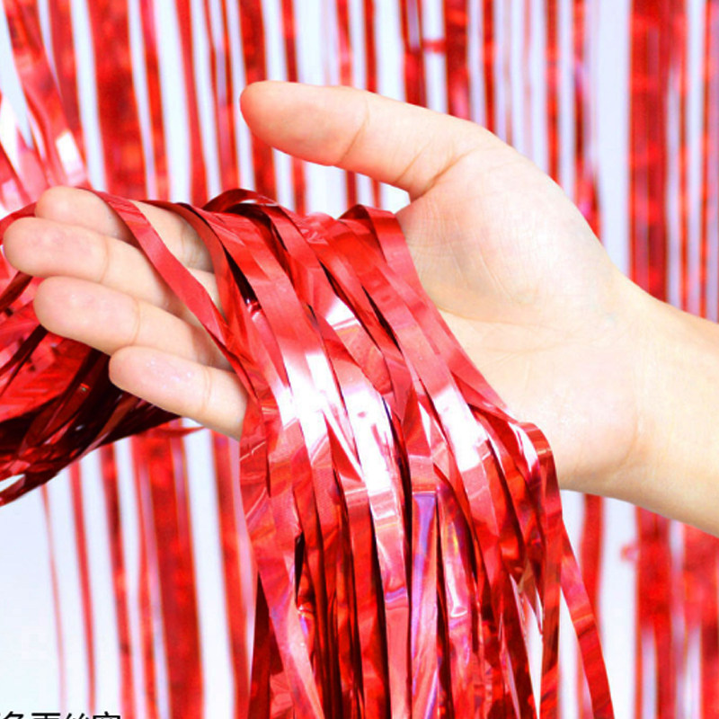 彩色气球雨丝商场幼儿园背景墙装扮流苏节日装扮用品