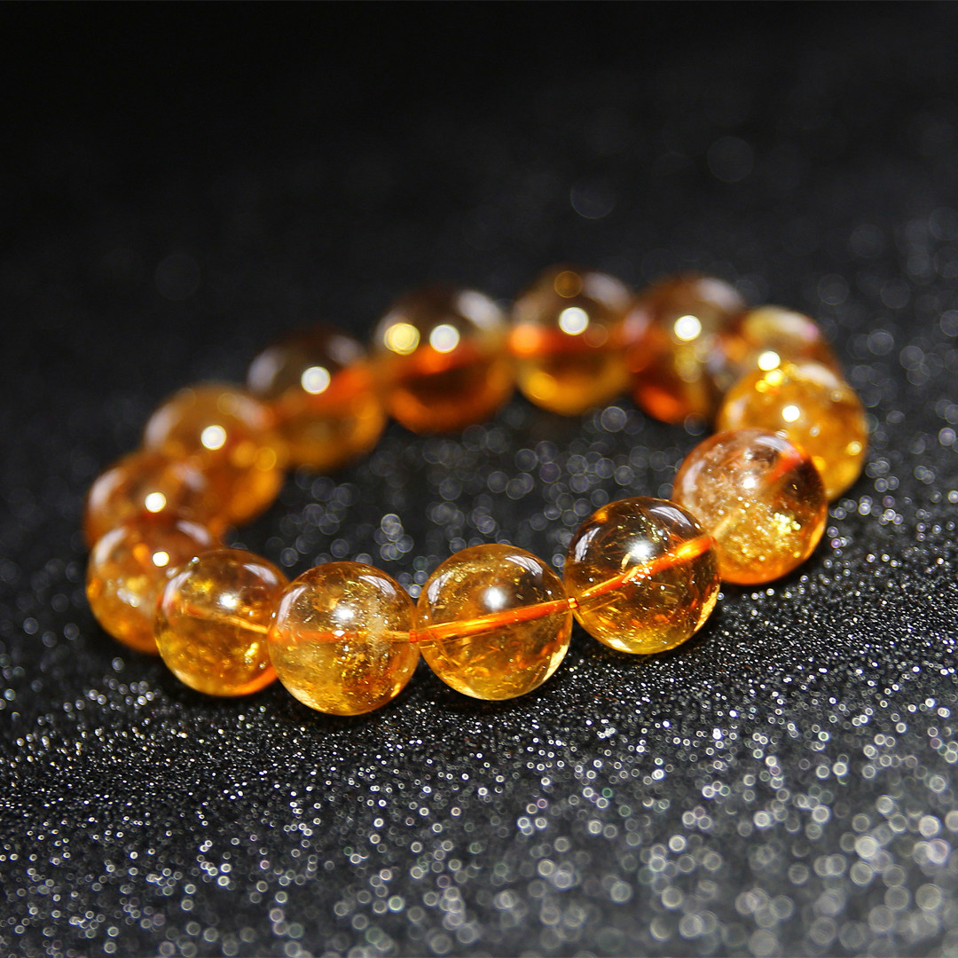 sin天然巴西黄水晶手链转运招财水晶黄色水晶手链女手串男送女友