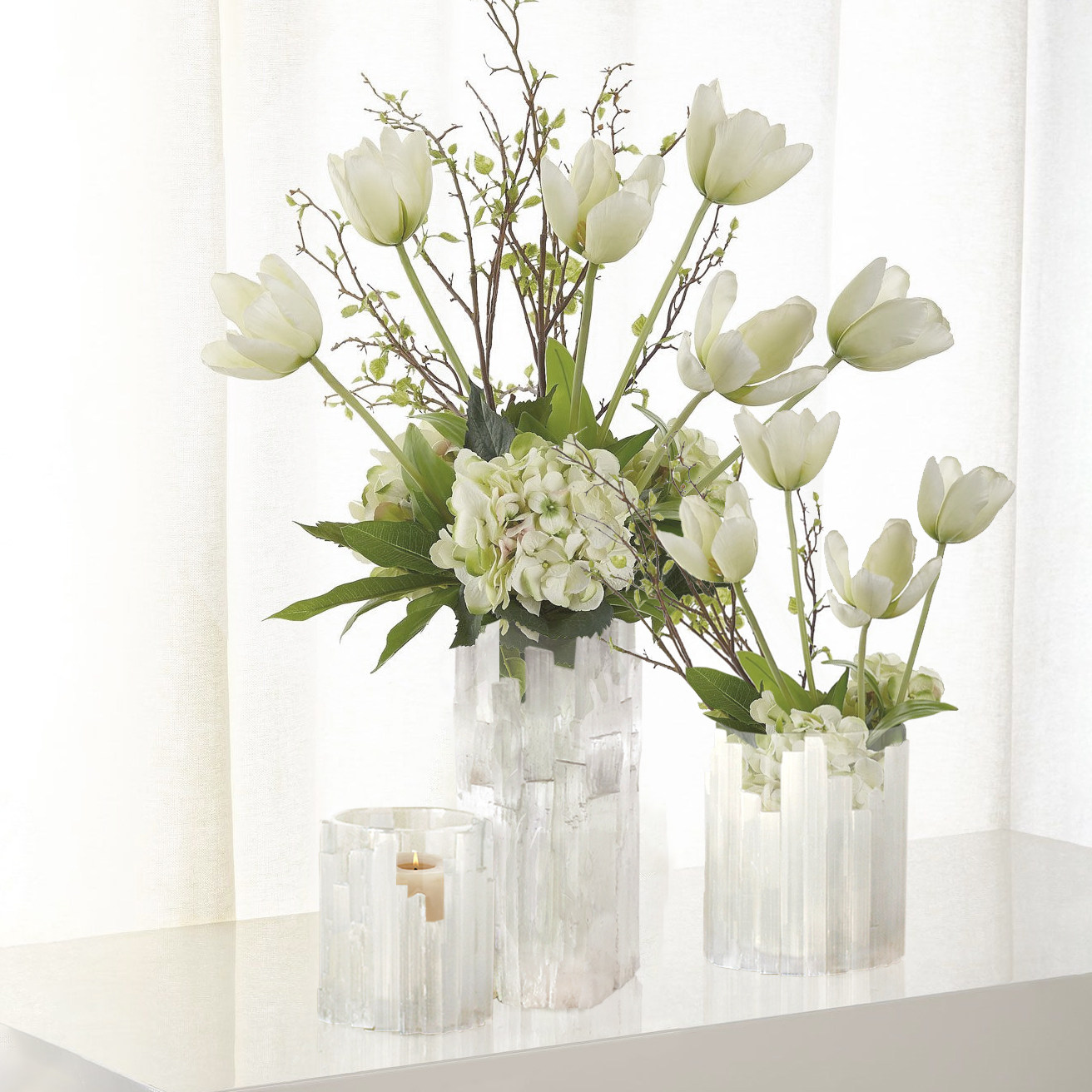 新款出口北欧轻奢晶石玻璃花瓶插花花艺创意花瓶