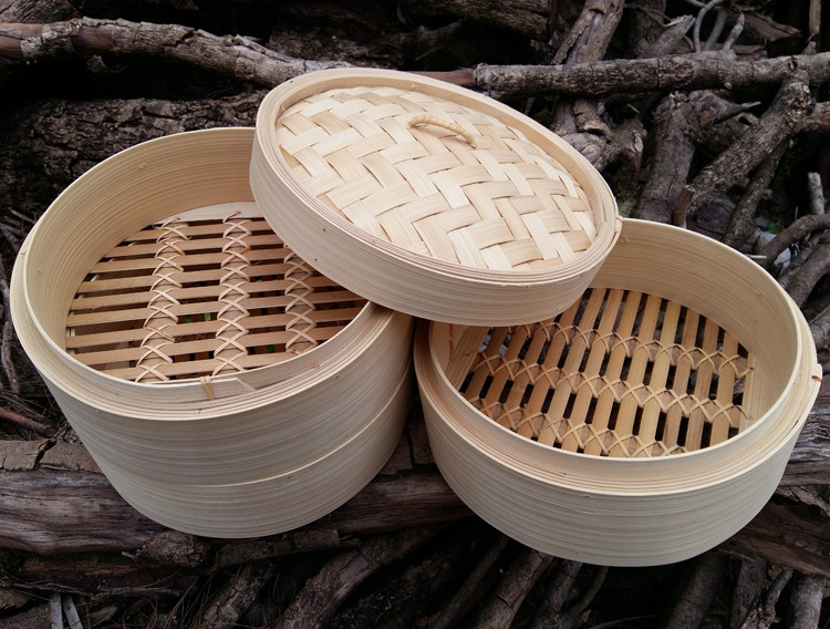 家庭装三笼一盖竹蒸笼 竹制蒸笼蒸屉 家用全竹蒸笼屉 送草垫包邮