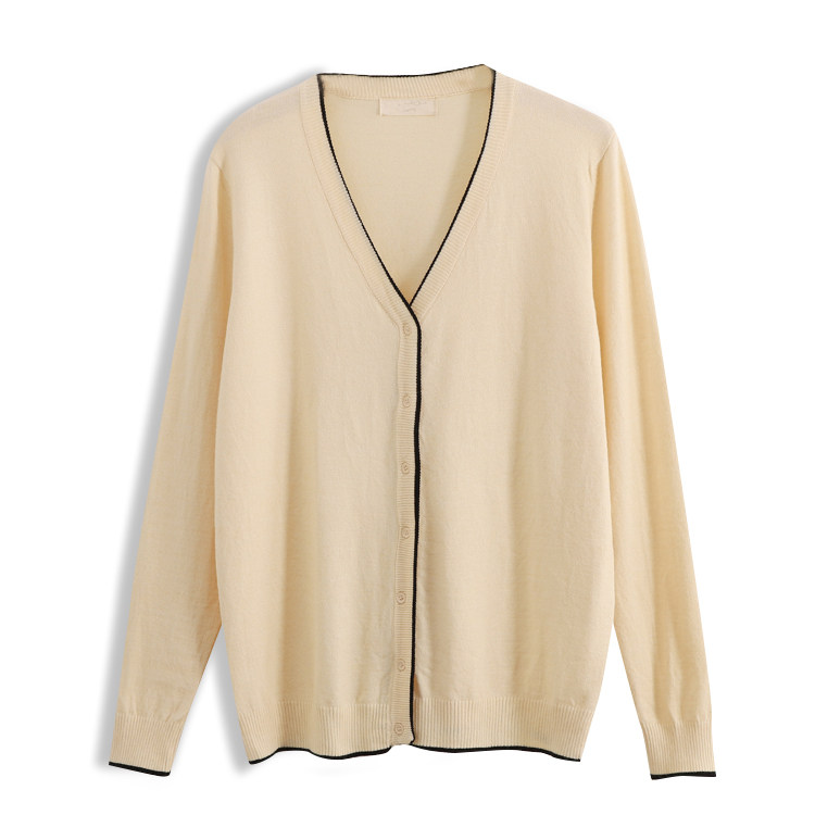 imcc线条开衫女2019秋冬新款韩国v领宽松显瘦针织衫长袖毛衣外套