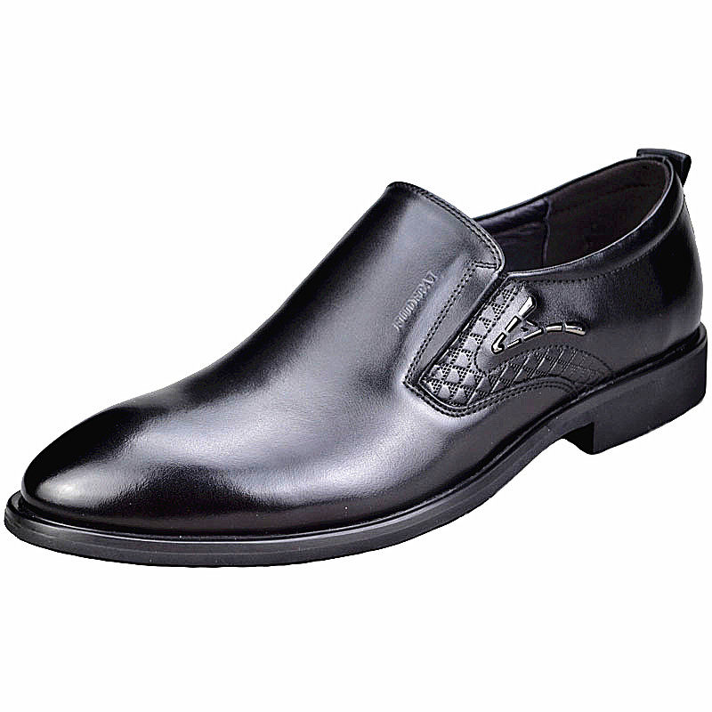 孚德牛皮单鞋包透气舒适头套尖头男鞋皮鞋务正正装皮鞋