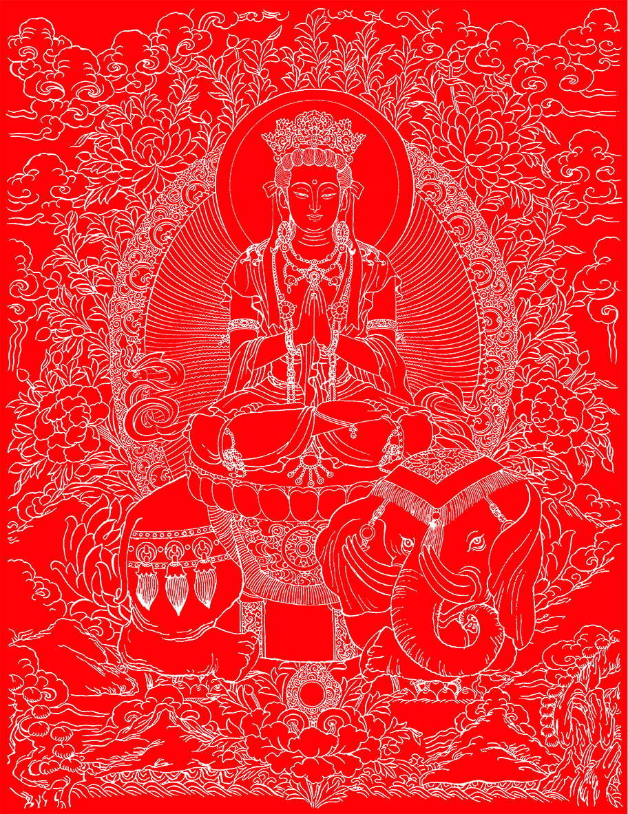 普贤菩萨唐卡静心减压描金佛像涂色diy手绘diy