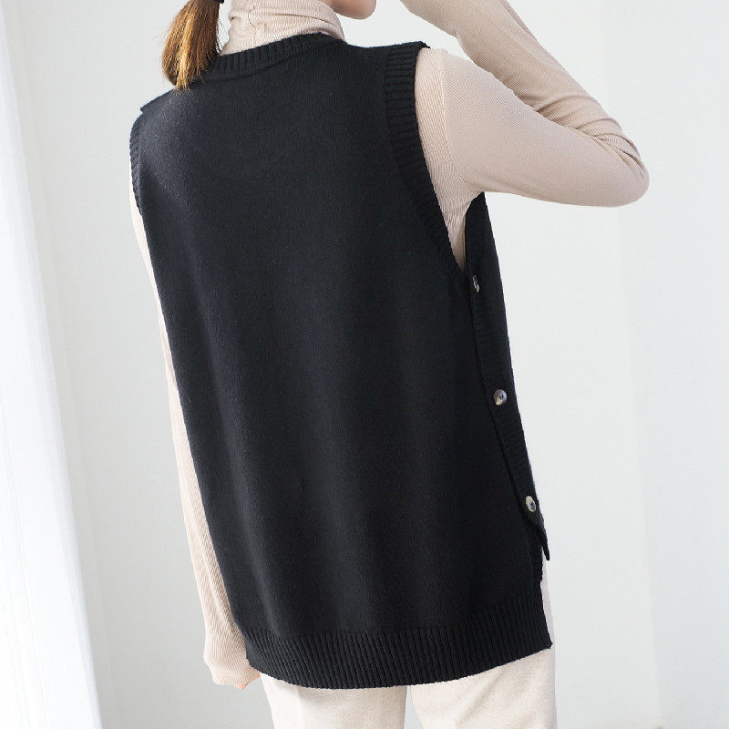 韩版秋冬百搭羊毛坎肩女士针织背心圆领无袖马夹