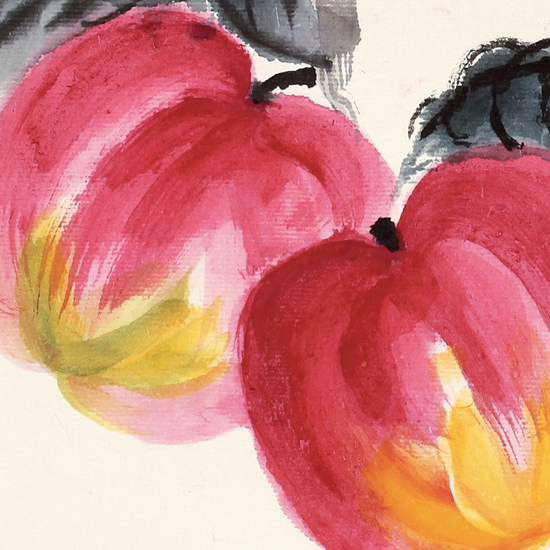 国画真迹齐白石平安大利荔枝苹果客厅玄关装饰画国画