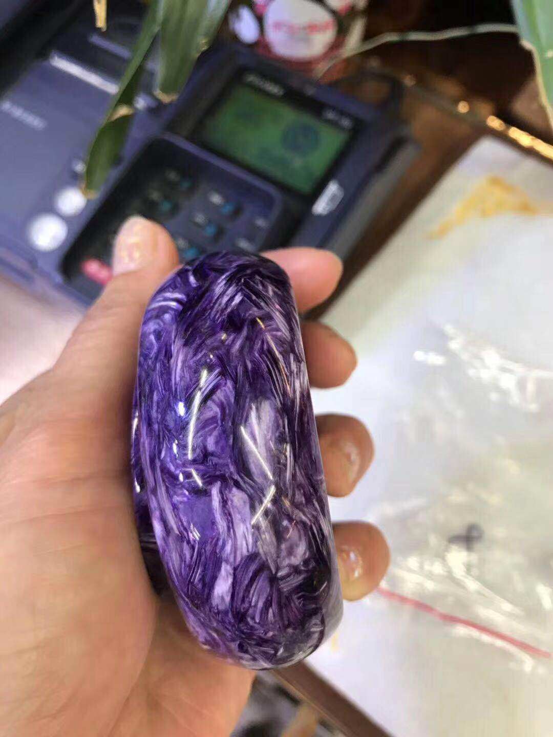 天然紫龙晶龙水晶手镯民族风紫色女款贵妃超宽手镯